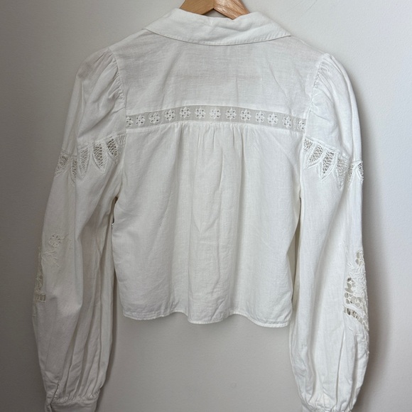 LoveShackFancy White Embroidered Blouse Size S - Picture 6 of 15